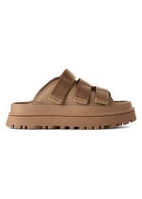 UGG Australia Pantolette UGG "GOLDENGLOW SLIDE", Damen, Gr. 6 (37), beige (sand), Synthetik, Textil, unifarben, Schuhe Pantolette, Plateauschuh, Sandale, Flats mit Fu&szlig;bett