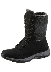 Winterboots Rieker, Damen, Gr. 41, schwarz (schwarz, kombiniert), Lederimitat, Textil, Schuhe Winterboots, mit kuscheligem Warmfutter