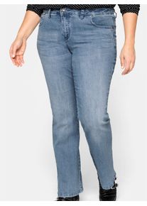 Bootcut-Jeans sheego, Damen, Gr. 58, Normalgr&ouml;&szlig;en, blau (light blau, denim), 75% Baumwolle, 24% Polyester, 1% Elasthan, unifarben, lang, Jeans Bootcut-Jeans