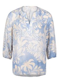 Klassische Bluse Cartoon "Casual-Bluse mit Gummizug", Damen, Gr. 44, blau (blau, wei&szlig;), Obermaterial: 100% Viskose CV., Blusen Klassische Bluse