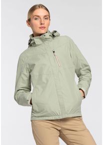Regenjacke Killtec, Damen, Gr. 44, gr&uuml;n (helloliv), Popeline, Obermaterial: 100% Polyester. Futter: 100% Polyester, mit verstellbarem Klettverschluss, Jacken Regenjacke, Wasser- & winddicht & leicht & abzippbarer Kapuze