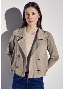 Kurzjacke Street One, Damen, Gr. 42, beige (safari beige washed), Web, Obermaterial: 100% Baumwolle, unifarben, gerade h&uuml;ftlang, V-Ausschnitt, Jacken Kurzjacke, in Trench-Look, Jeansjacken-Style