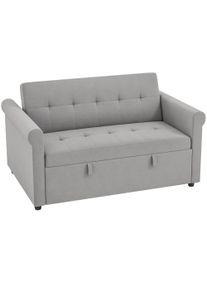 HOMCOM Two-Seater Velvet-Feel Sofa Bed - Grey | Aosom Ireland