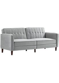 HOMCOM Modern Convertible Sofa Futon Velvet-Touch Tufted Couch Compact Loveseat with Adjustable Split Back, Light Grey | Aosom Ireland