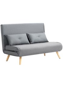 HOMCOM Two-Seater Linen-Look Sofa Bed - Grey | Aosom Ireland