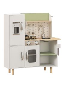 AIYAPLAY Toy Kitchen, Kids Play Kitchen Role Playing Game with Phone, Ice Maker, Stove, Sink, Utensils, for 3-6 Years, White | Aosom Ireland