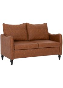 HOMCOM Faux Leather Marble-Effect Two-Seater Sofa - Brown | Aosom Ireland