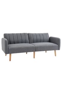 HOMCOM Two Seater Sofa Bed, Convertible Linen Fabric Sofa Couch, Click Clack Sofabed with Adjustable Split Backrest, Grey | Aosom Ireland