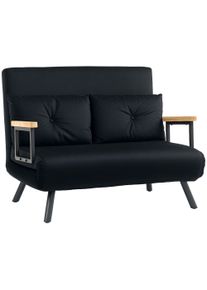 HOMCOM 4-in-1 Velvet-Feel Double Sofa Bed, with Pillows - Black | Aosom Ireland