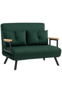 HOMCOM 4-in-1 Velvet-Feel Double Sofa Bed, with Pillows - Green | Aosom Ireland
