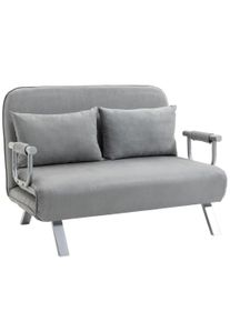 HOMCOM Two-Seater Click-Clack Sofa Bed - Light Grey | Aosom Ireland
