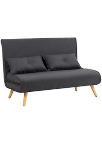HOMCOM Two-Seater Linen-Look Sofa Bed - Charcoal Grey | Aosom Ireland