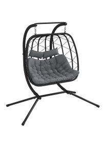 Outsunny Two-Seater Steel Frame Hanging Egg Chair - Black | Aosom Ireland