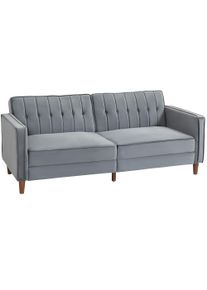 HOMCOM Velvet-Feel Three-Seater Sofa Bed - Dark Grey | Aosom Ireland