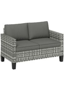 Outsunny Two-Seater Rattan Outdoor Sofa - Light Grey | Aosom Ireland