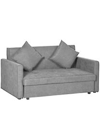 HOMCOM Snow Flannel Two-Seater Sofa Bed, with Storage - Grey | Aosom Ireland