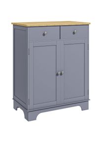 HOMCOM Side Storage Multi-use Sideboard Table Kitchen Floor Cabinet with Solid Wood Top, Adjustable Shelf, Drawer, Grey | Aosom Ireland