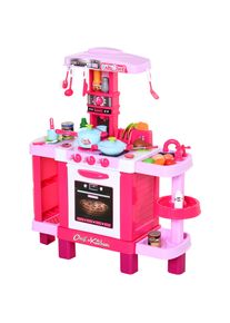 HOMCOM 38-Piece Children's Kitchen Play Set w/ Realistic Sounds Lights Food Utensils Pots Pans Appliances | Aosom Ireland