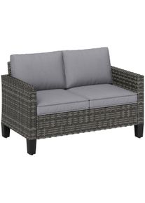 Outsunny Two-Seater Rattan Outdoor Sofa - Dark Grey | Aosom Ireland