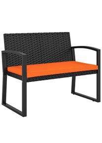 Outsunny Two-Seater Rattan Garden Bench - Orange | Aosom Ireland