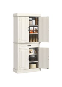 HOMCOM Kitchen Cupboard with 4 Doors, Freestanding Storage Cabinet with Wide Drawer and Shelves for Living Room, 180cm, White Wood Grain | Aosom Ireland