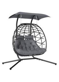 Outsunny Two-Seater Rattan Egg Chair - Black | Aosom Ireland