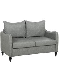 HOMCOM Faux Leather Marble-Effect Two-Seater Sofa - Grey | Aosom Ireland