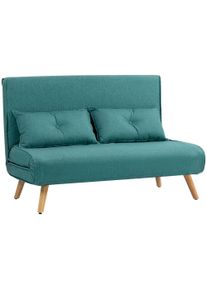 HOMCOM Two-Seater Linen-Look Sofa Bed - Green | Aosom Ireland