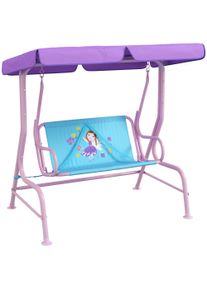 Outsunny Two Seater Kids Garden Swing, Fairy Themed kids Swing Chair with Adjustable Canopy, Safety Belts for Outdoor Use | Aosom Ireland