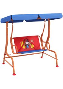 Outsunny Two Seater Kids Garden Swing, Cowboy Themed kids Swing Chair with Adjustable Canopy, Safety Belts for Outdoor Use | Aosom Ireland