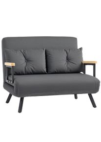 HOMCOM 4-in-1 Velvet-Feel Double Sofa Bed, with Pillows - Dark Grey | Aosom Ireland