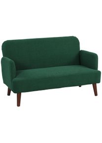 HOMCOM Velvet Feel Fabric 2 Seater Sofa, Small Sofa Loveseat with 21cm Thick Padding and Wood Legs, Dark Green | Aosom Ireland