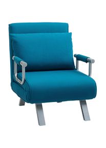 HOMCOM 4-in-1 Faux Suede Chair Bed - Blue | Aosom Ireland