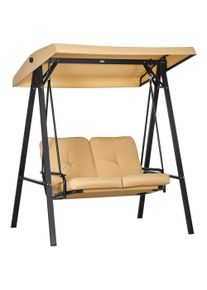 Outsunny Two-Seater Garden Swing Bench, with Adjustable Canopy - Beige | Aosom Ireland