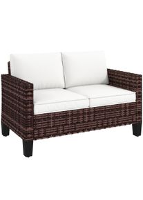 Outsunny Two-Seater Rattan Outdoor Sofa - Brown | Aosom Ireland