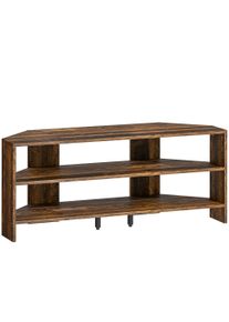HOMCOM Corner TV Stand with 2 Open Shelves for 47 Inch TV - Rustic Brown | Aosom Ireland