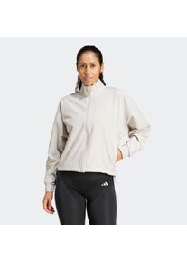 Blouson adidas Performance "PACER ALL GYM TONAL 3-STREIFEN WOVEN", Damen, Gr. S, grau (wonder aluminium), Obermaterial: 88% Polyester, 12% Elasthan, Jacken Blouson, leichte Trainingsjacke