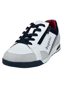 Sneaker Bugatti, Herren, Gr. 43, wei&szlig;, Lederimitat, Textil, Schuhe Sneaker, Schn&uuml;rschuh, Halbschuh, Freizeitschuh mit Kontrastbes&auml;tzen