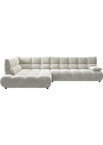 Ecksofa Home Affaire "Graceland, mit klappbarer Armlehne, Breite 324 cm", beige (nature), B:324cm H:85cm T:211cm, 100% Polyester, Sofas, Ecksofa, mit eleganter Steppung, Rundumbezug & weicher Polsterung