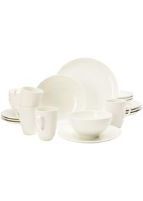 Geschirr-Set Seltmann Weiden "Kombiservice Savona Fine Diamond 20er Set creme", beige (creme), 20, Porzellan, Geschirr-Sets, Geschirr-Set, Sp&uuml;lmaschinenfest, Mikrowellensicher, Ofenfest