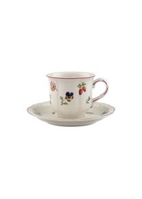 Villeroy & Boch Tasse VILLEROY & BOCH "Kaffeetasse mit Untertasse Petite Fleur 120 ml bunt", bunt, B:14,5cm H:8,7cm &Oslash;:14,5cm, Porzellan, Trinkgef&auml;&szlig;e, Tasse, Sp&uuml;lmaschinenfest, Mikrowellensicher