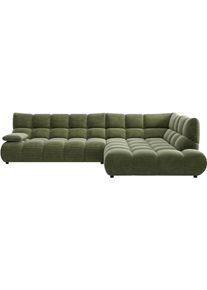 Ecksofa Home Affaire "Graceland, mit klappbarer Armlehne, Breite 324 cm", gr&uuml;n (turtle), B:324cm H:85cm T:211cm, 100% Polyester, Sofas, Ecksofa, mit eleganter Steppung, Rundumbezug & weicher Polsterung
