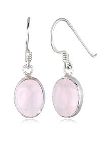 Paar Ohrh&auml;nger Elli "Ohrringe Rosenquarz Basic Elegant Oval 925 Silber" Gr. 22, rosa, Ohrringe, Damen, mit Stein, Silber 925 (Sterlingsilber), Paar Ohrh&auml;nger