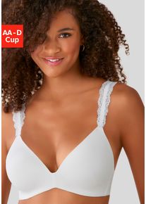 Push-up-BH Lascana, Damen, Gr. 90, Cup B, wei&szlig;, Microtouch, Obermaterial: 60% Polyamid, 35% Polyester, 5% Elasthan, BHs Push-up-BH, ohne B&uuml;gel mit wundersch&ouml;nen Spitzentr&auml;gern, bequemer BH