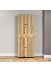 Hochschrank Welltime "Amrum", anthrazit, eiche, B:70cm H:188cm T:31cm, Holzwerkstoff, Metall, Schr&auml;nke, Hochschrank, Badezimmerschrank mit und ohne Schublade - (B/T/H) 40-70/31/186 cm