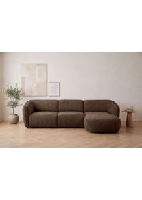 Ecksofa Home Affaire "OSTRUP Rundsofa, L-Form, Naturt&ouml;ne, Boucle oder Chenille", braun, B:280cm H:73cm T:152cm, 100% Polyester, Sofas, Ecksofa, Breite 280 cm, organische Form mit sanften Rundungen