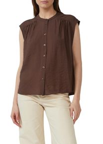 Kurzarmbluse s.Oliver, Damen, Gr. 46, braun (chocolate braun), Obermaterial: 84% Viskose, 16% Polyamid, unifarben, relaxed fit taillenbedeckt, Rundhals, Blusen Kurzarmbluse, mit Raffung