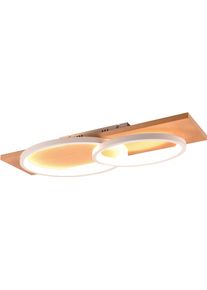 Trio LEUCHTEN LED Deckenleuchte "BARCA, dimmbare Deckenlampe aus Holz & Metall mit indirektem Licht", wei&szlig; (wei&szlig; matt), 1, H: 10cm, 1 Stk., Leuchten, LED warmwei&szlig; & 3500 Lumen, f&uuml;r Wand- und Deckenmontage, 3 Dimmstufen, LED Deckenleuchte