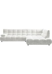 Ecksofa Home Affaire "Graceland, mit klappbarer Armlehne, Breite 324 cm", wei&szlig;, B:324cm H:85cm T:211cm, 100% Polyester, Sofas, Ecksofa, mit eleganter Steppung, Rundumbezug & weicher Polsterung