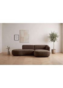 Ecksofa Home Affaire "OSTRUP Rundsofa, L-Form, Naturt&ouml;ne, Boucle oder Chenille", braun, B:278cm H:73cm T:152cm, 100% Polyester, Sofas, Ecksofa, Breite 278 cm, organische Form mit sanften Rundungen